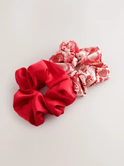 Haaraccessoires|Next Red Valentine Patchwork - Oversized Scrunchies 2 Pack