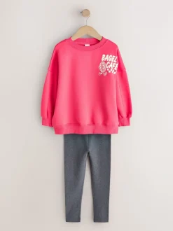 Sets En Outfits|Sweaters En Hoody´S|Next - Sweatshirt and Leggings Set (3-16yrs) Red/Charcoal Bagel