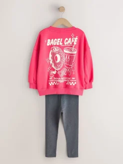 Sets En Outfits|Sweaters En Hoody´S|Next - Sweatshirt and Leggings Set (3-16yrs) Red/Charcoal Bagel