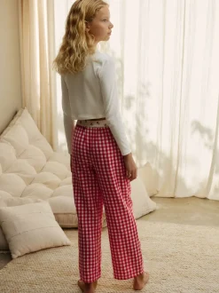 Nachtkleding En Pyjama's|Pyjama's*Next Red/Ecru Gingham - Wide Leg Pyjamas (3-16yrs)