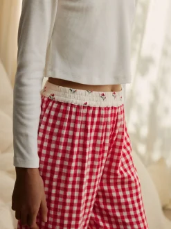Nachtkleding En Pyjama's|Pyjama's*Next Red/Ecru Gingham - Wide Leg Pyjamas (3-16yrs)