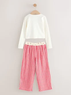 Nachtkleding En Pyjama's|Pyjama's*Next Red/Ecru Gingham - Wide Leg Pyjamas (3-16yrs)