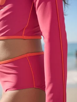 Badkleding*Next Red/Orange Slogan - Bikini met lange mouwen (3 - 16 jr)