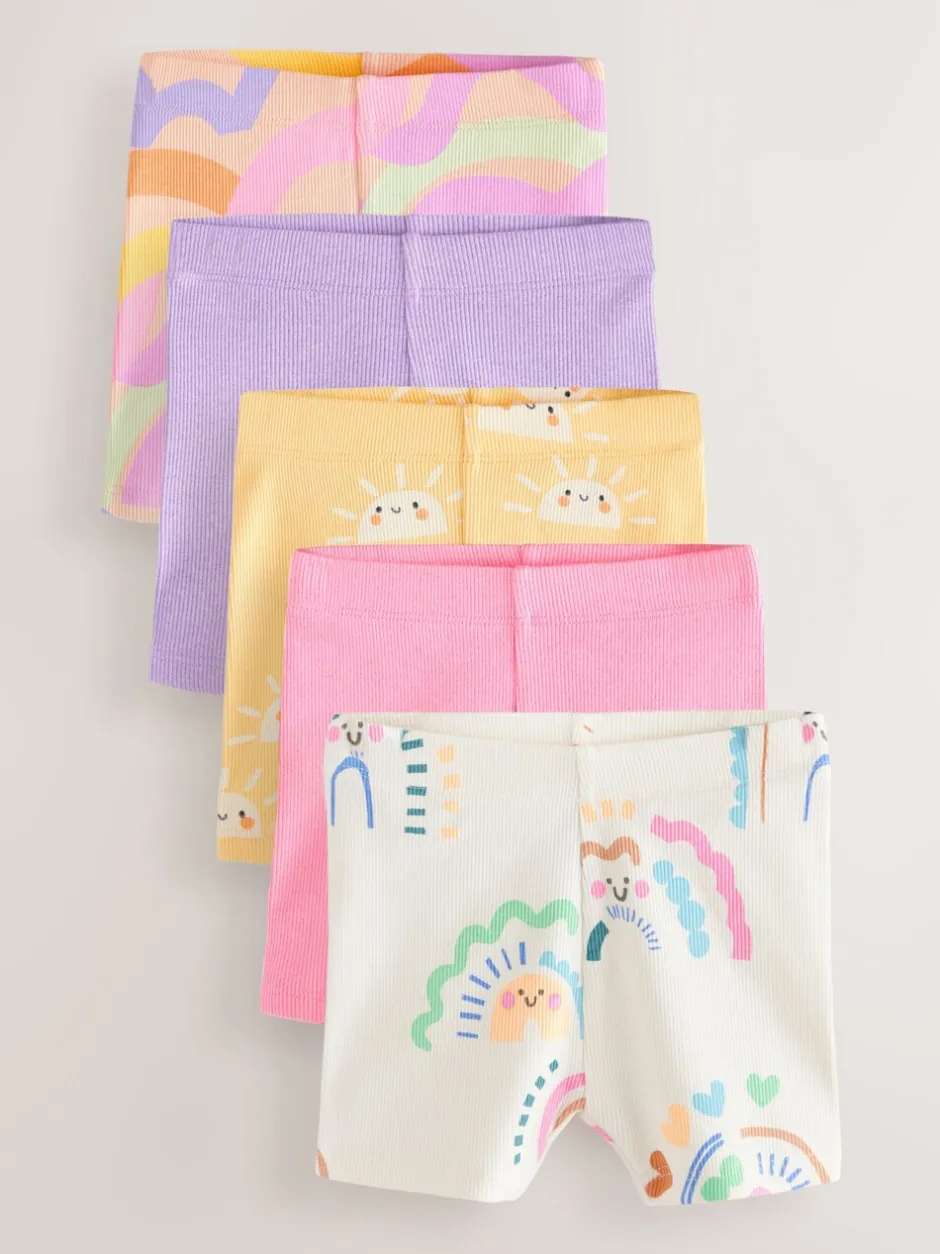 Shorts|Shorts En Rokken*Next Regenboog - Set van 5 geribbelde fietsshorts (3 mnd-7 jr)