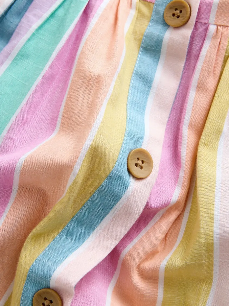 Jurken|Next - Stripe Short Sleeve Button Through Dress (3-16yrs) Regenboog