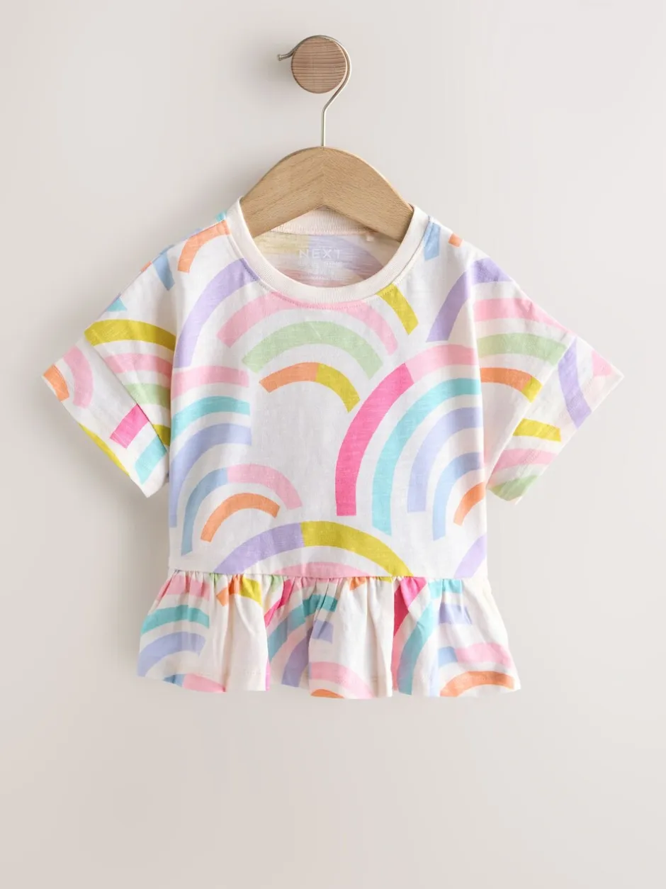 Tops|Tops|Next Regenboog - T-shirt met peplum en korte mouwen (3mnd -7jr)