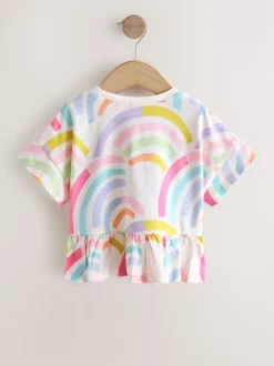 Tops|Tops|Next Regenboog - T-shirt met peplum en korte mouwen (3mnd -7jr)