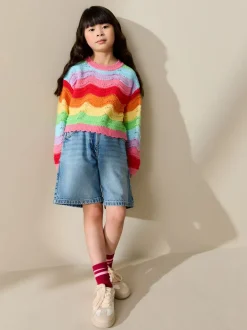 Gebreide Kleding*Next Regenboog - Wavy Stripe Jumper (3-16yrs)