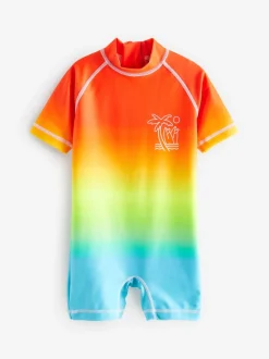 Badkleding|Badkleding|Next - Zonbeschermend onesie (3 mnd-7 jr) Regenboog dip-dye