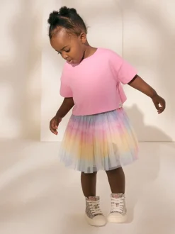Sets En Outfits|Shorts En Rokken|Next - Set van top en tutu-rok (3mnd-7jr) Regenboog/roze