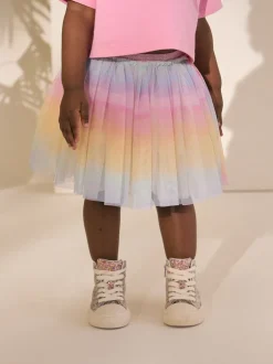 Sets En Outfits|Shorts En Rokken|Next - Set van top en tutu-rok (3mnd-7jr) Regenboog/roze