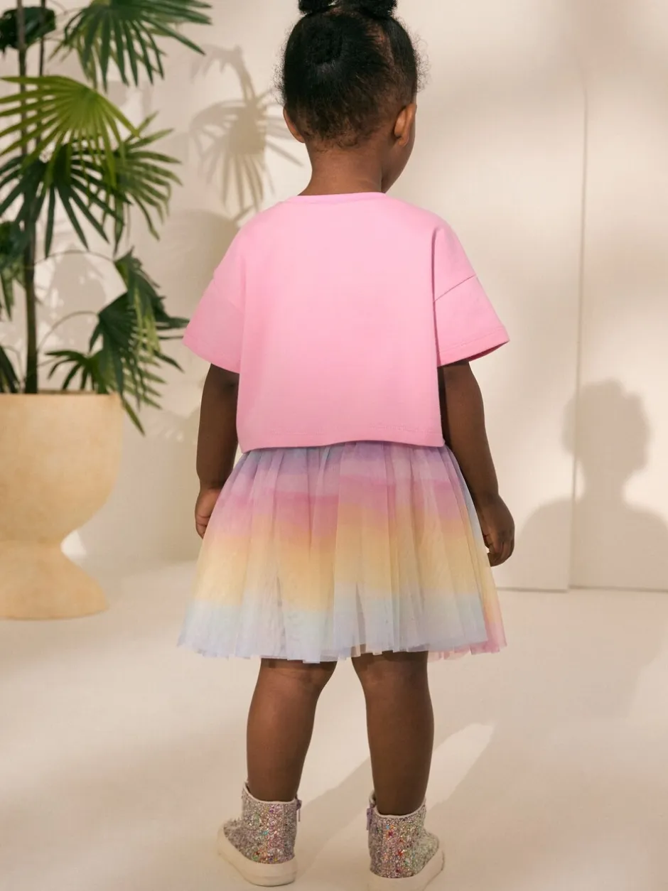 Sets En Outfits|Shorts En Rokken|Next - Set van top en tutu-rok (3mnd-7jr) Regenboog/roze