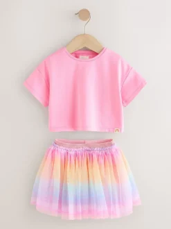 Sets En Outfits|Shorts En Rokken|Next - Set van top en tutu-rok (3mnd-7jr) Regenboog/roze