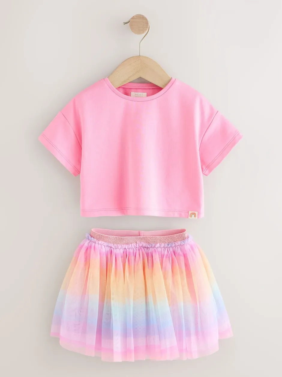 Sets En Outfits|Shorts En Rokken|Next - Set van top en tutu-rok (3mnd-7jr) Regenboog/roze