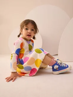 Jurken|Jurken|Next Regenboogstippen - Geribbelde jurk met lange mouwen (3mnd-7jr)