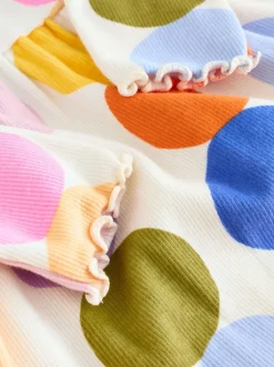 Jurken|Jurken|Next Regenboogstippen - Geribbelde jurk met lange mouwen (3mnd-7jr)