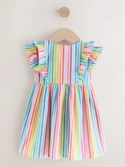 Jurken|Jurken*Next - Double Ruffle Sleeve Dress (3mths-8yrs) Regenboogstrepen