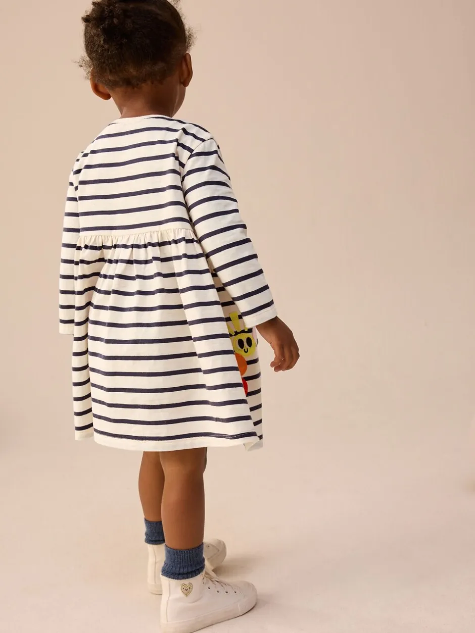 Jurken|Jurken|Next Regenboogstrepen - Jurk met lange mouwen en versiering (3mnd -7jr)
