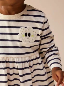Jurken|Jurken|Next Regenboogstrepen - Jurk met lange mouwen en versiering (3mnd -7jr)