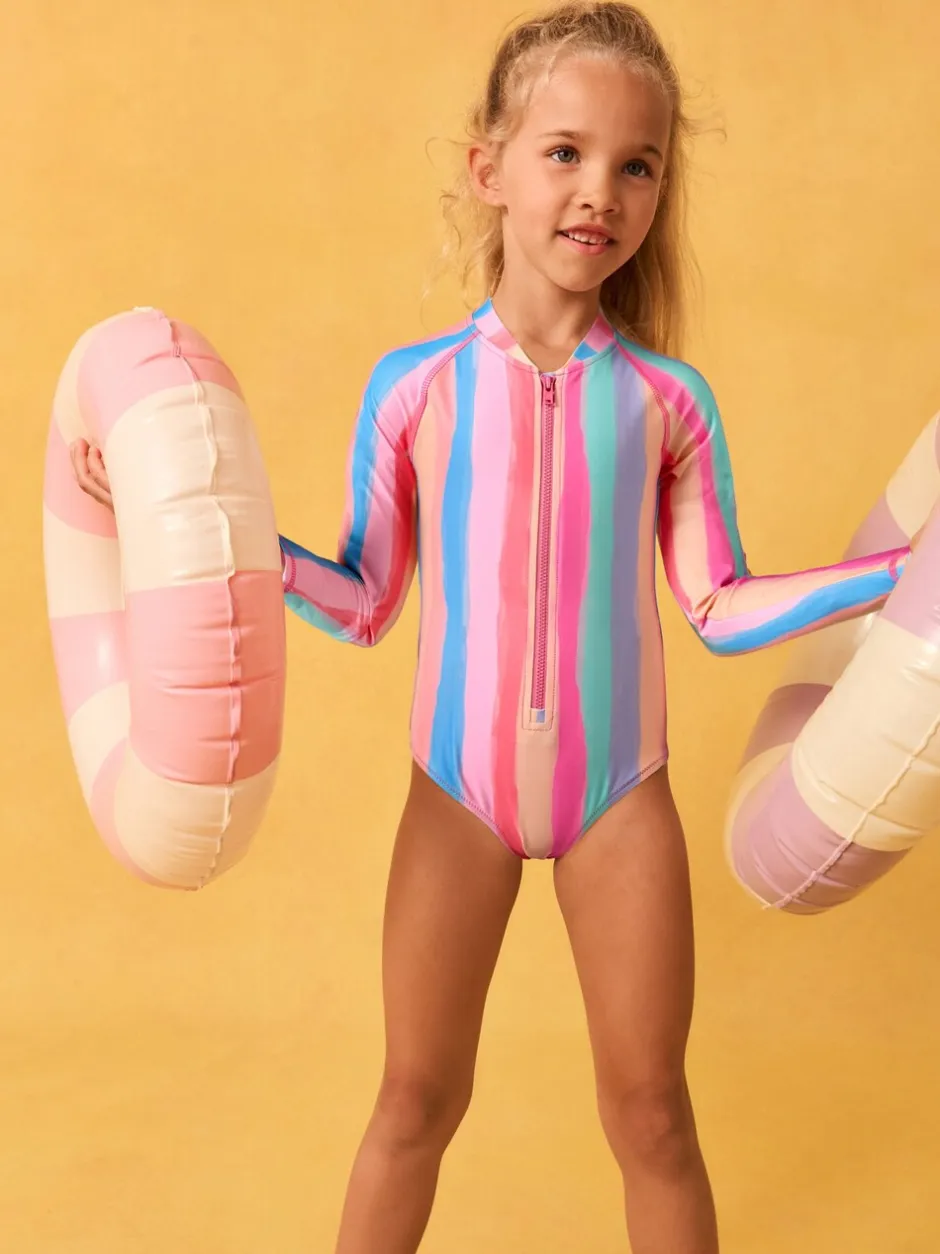 Badkleding|Next Regenboogstrepen - Long Sleeve Sunsafe Swimsuit (3mths-16yrs)