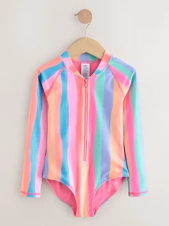 Badkleding|Next Regenboogstrepen - Long Sleeve Sunsafe Swimsuit (3mths-16yrs)