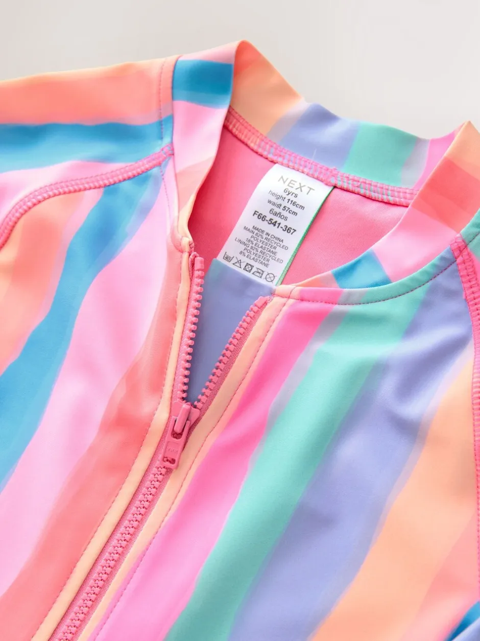 Badkleding|Next Regenboogstrepen - Long Sleeve Sunsafe Swimsuit (3mths-16yrs)