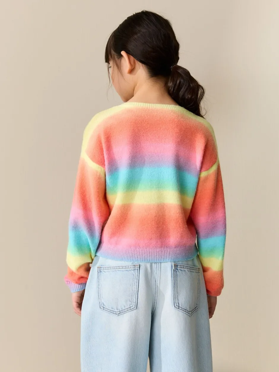 Gebreide Kleding|Next - Vest met knopen (3-16jr) Regenboogstrepen