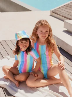 Badkleding|Badkleding*Next - Zonbeschermende zwemset met korte mouwen (3mnd-10jr) Regenboogstrepen
