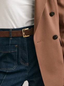 Ceintuurs|Reiss Belinda Suede Square-Buckle Belt