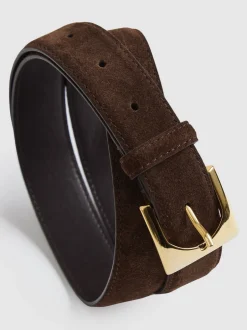 Ceintuurs|Reiss Belinda Suede Square-Buckle Belt