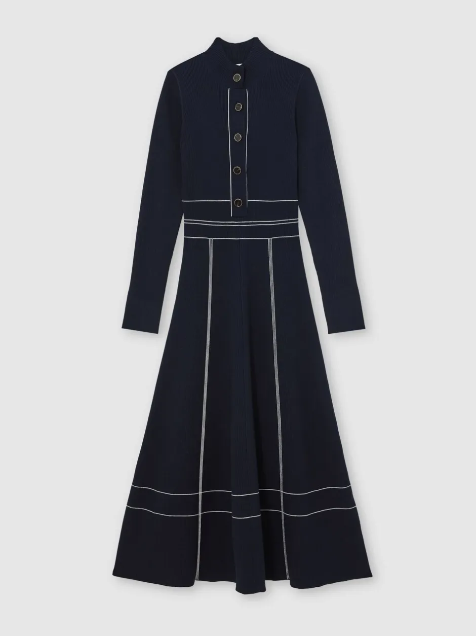 Jurken|Reiss Charlie Contrast-Stitch Knitted Midi Dress