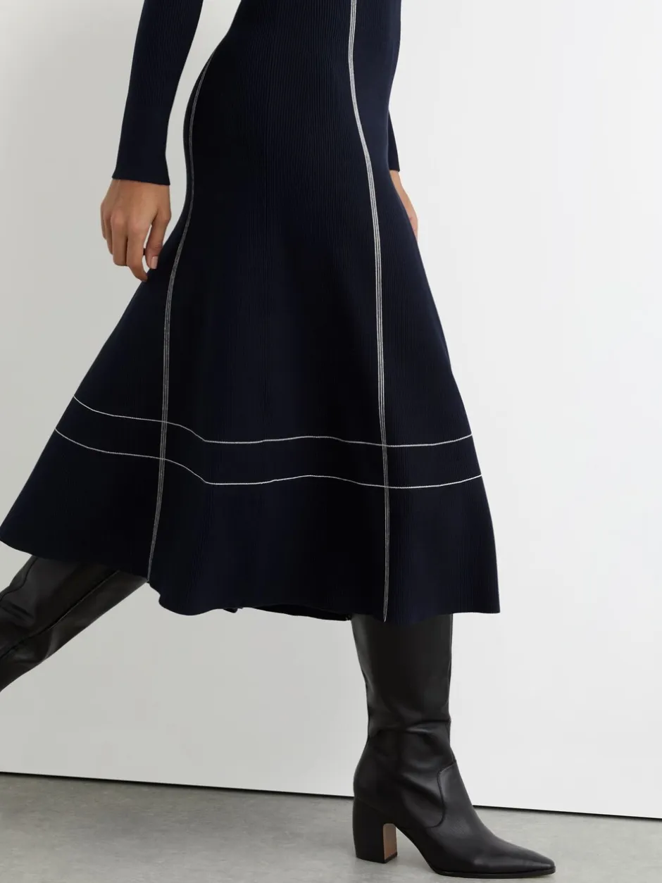 Jurken|Reiss Charlie Contrast-Stitch Knitted Midi Dress