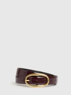 Ceintuurs|Reiss Drew Patent Leather Oval Buckle Belt