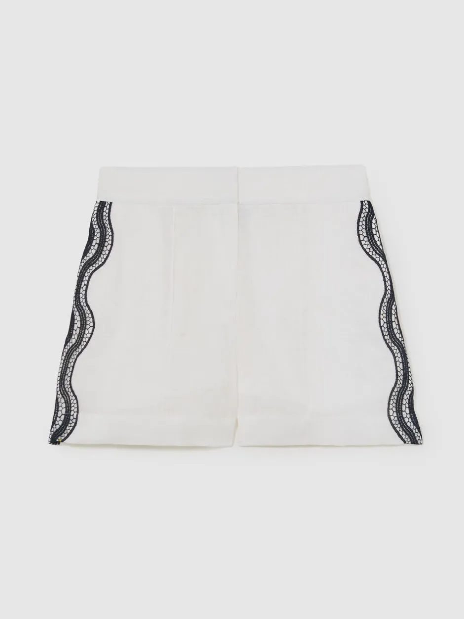 Shorts|Reiss Felicity Linen Scallop-Trim Shorts