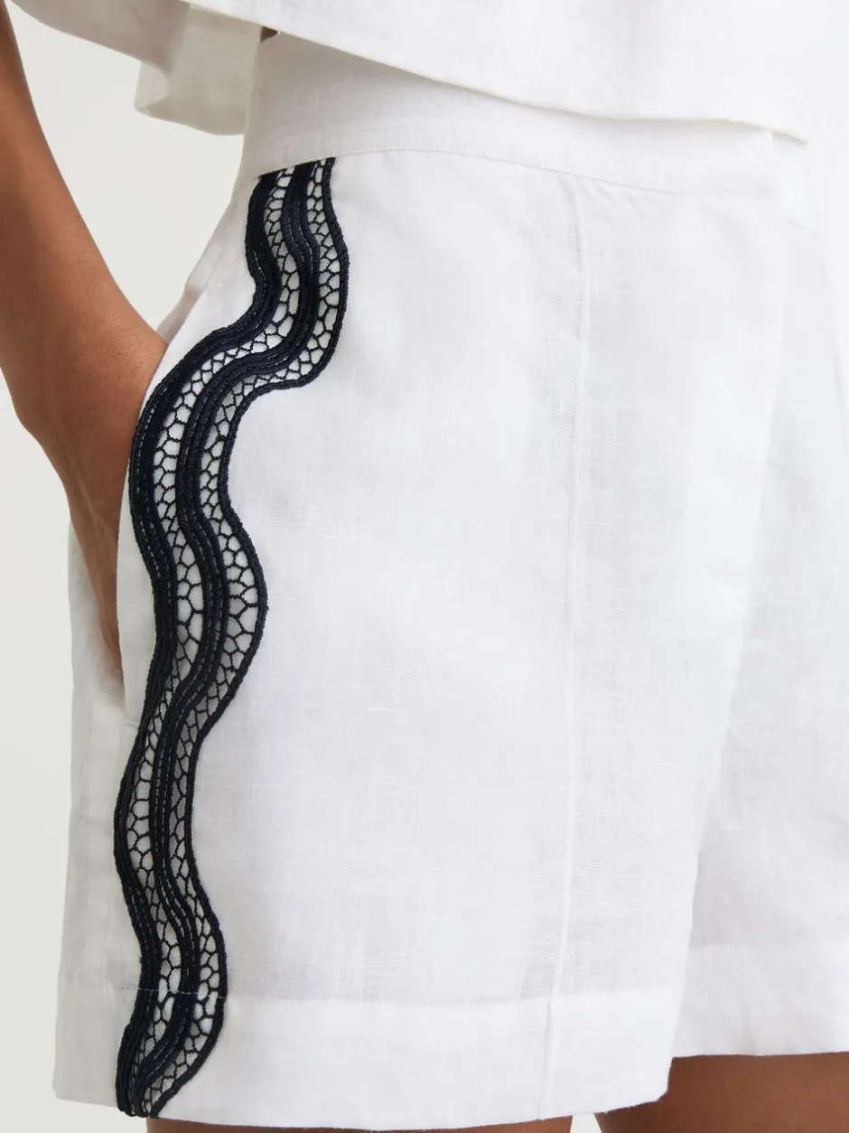 Shorts|Reiss Felicity Linen Scallop-Trim Shorts