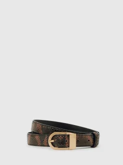 Ceintuurs|Reiss Hazel Leren Riem met Gebogen Gesp