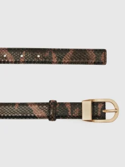 Ceintuurs|Reiss Hazel Leren Riem met Gebogen Gesp