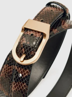 Ceintuurs|Reiss Hazel Leren Riem met Gebogen Gesp