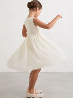Gelegenheidskleding|Jurken|Reiss Phoebe Lace-Detail Tulle-Skirt Dress