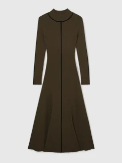 Jurken|Reiss Polly Contrast-Stitch Knitted Midi Dress