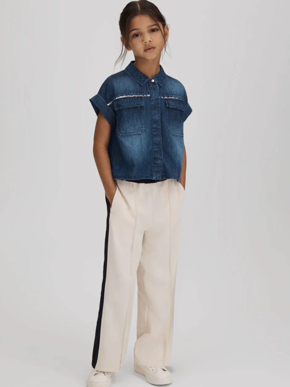 Overhemden En Blouses*Reiss Sandie overhemd van denim met versiering