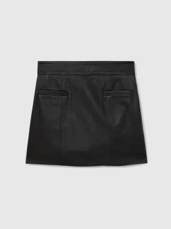 Rokken|Reiss Seema Leather Welt Pocket Mini Skirt