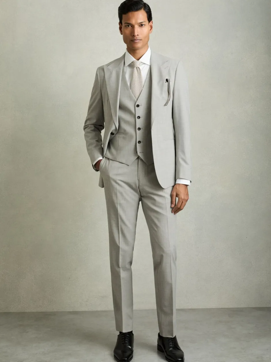 Vesten*Reiss Slice Puppytooth-Check Suit Waistcoat Wool-Blend