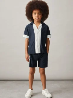 Shorts|Reiss Tino Plissé Colour-Block Shorts