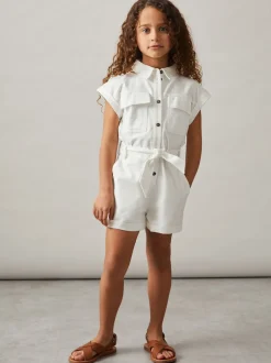 Jumpsuits En Playsuits|Reiss Zoe playsuit van katoen-linnen met riem