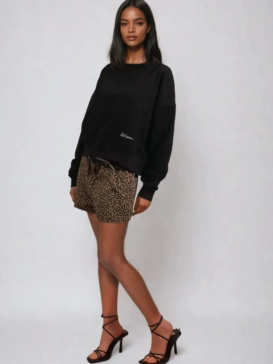 Shorts|Religion Maeva 100% Cotton Shorts In Mixed Leopard Print