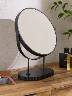 Spiegels|Badkameraccessoires*Next Resin Ribbed 5x Magnification Dressing Table Mirror Zwart