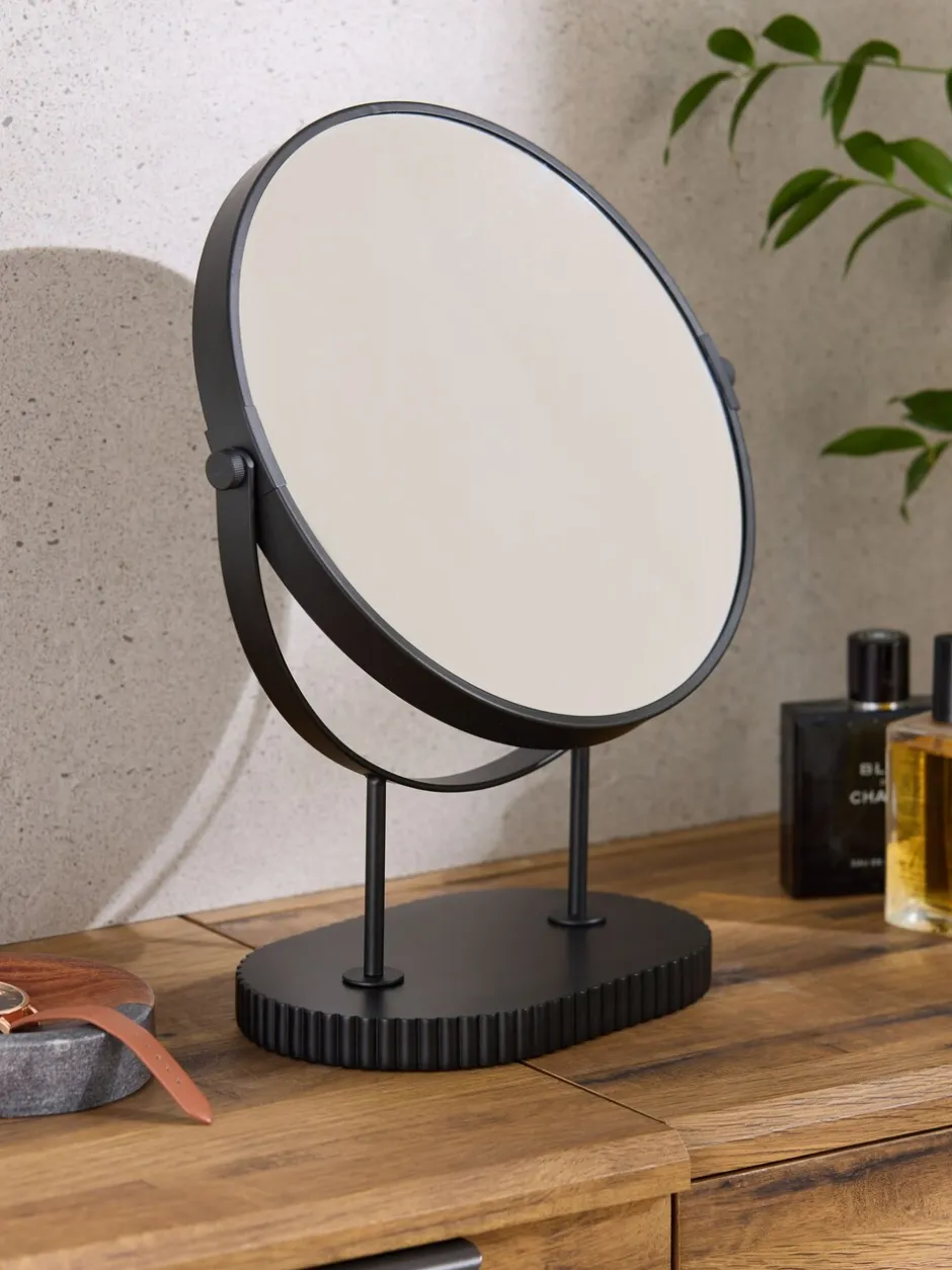 Spiegels|Badkameraccessoires*Next Resin Ribbed 5x Magnification Dressing Table Mirror Zwart