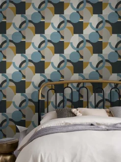Behang|Next Retro Geometric Shapes 10M Wallpaper Blauw