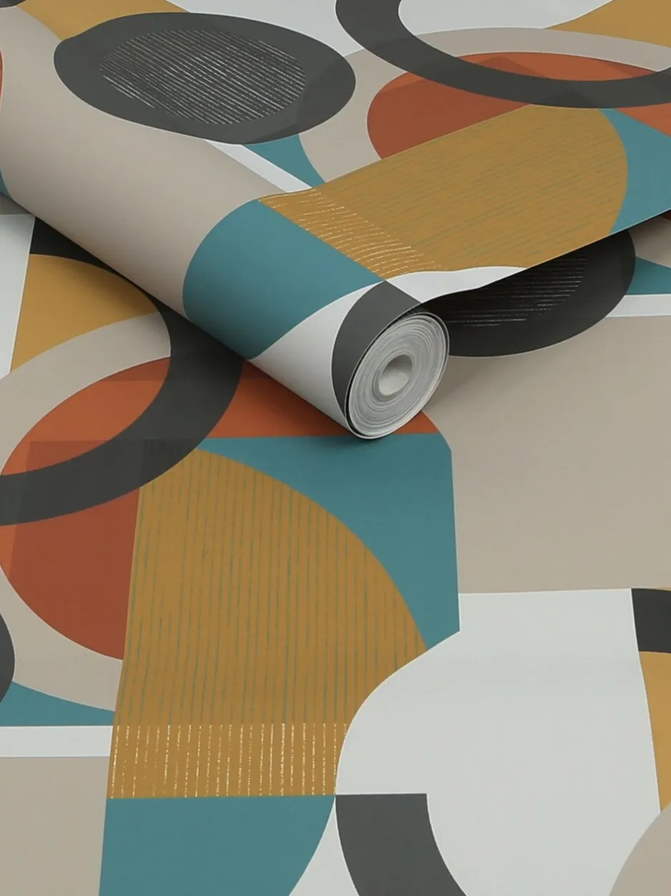 Behang|Next Retro Geometric Shapes 10M Wallpaper Oranje